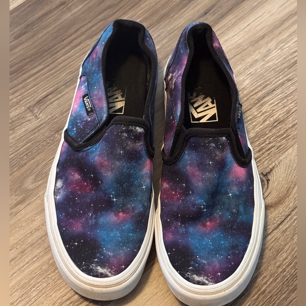 Vans Women’s Sz 7 Galaxy Slip-On Shoes - Black and Purple